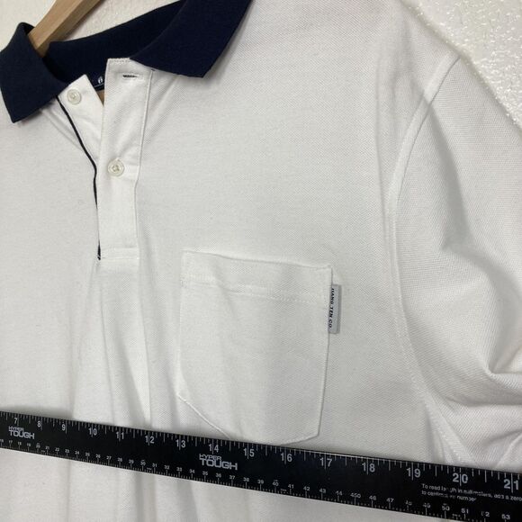 Hang Ten Polo Shirt Mens XL Classic Surf Pocket Top White Navy - Picture 6 of 13